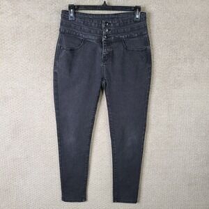 Curve Appeal Jeans Womens 4 Black Skinny High Waist‎ Denim Stretch Goth Punk